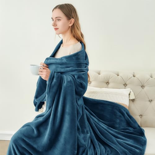 Image of BEDELITE Fleece Blanket Twin Size Mineral Blue Throw Blankets for Couch & Bed, Luxury Plush Cozy Fuzzy Blanket 60x80 inches, Super Soft Warm Lightweight Throw Blanket for Travel Camping
