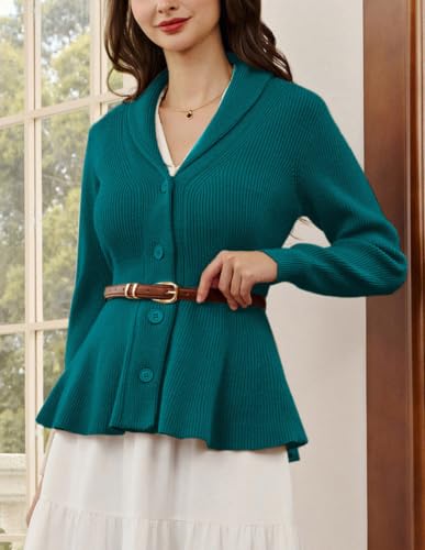 Image of Belle Poque Women Vintage Cardigan Sweater Shawl Lapel Button Down Sweater Outwear Coat