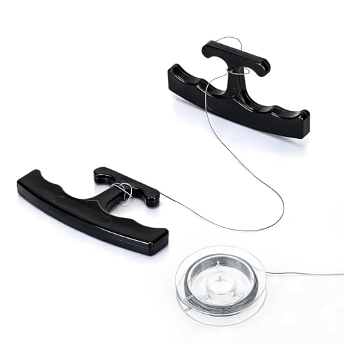 PSLER Black Car Emblem Removal Tool Plate Line Badge Remover - 1 Pair Kit with 5M High-Strength PE Cable for Vehicle Decal Vinyl Wrap and Window Tint Installation