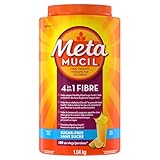 Metamucil, Daily Psyllium Husk Powder Supplement, Sugar-Free, 4-in-1 Fibre for Digestive Health, Orange Smooth Flavored Drink, 180 Servings