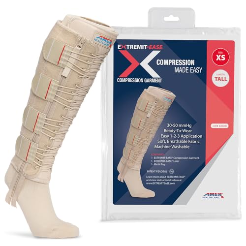 Image of Compression Garment 30-50 mmHg Lower Leg Compression Wrap - Ideal for Mild to Moderate Lymphedema Swelling, Venous Insufficiency, and Post-Op Edema