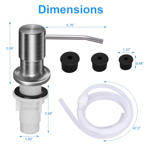 Image of Soap Dispenser Kitchen Sink, Sink Soap Dispenser, 47 inch Extension Tube kit, Dish Soap Dispenser Pump, No Need More Refills (Brushed Nickel)