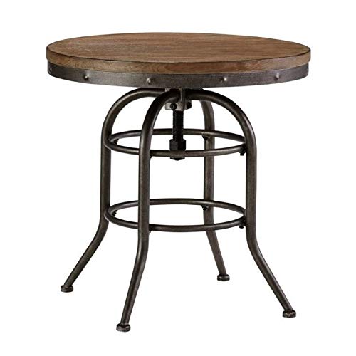BOWERY HILL Round End Table in Grayish Brown