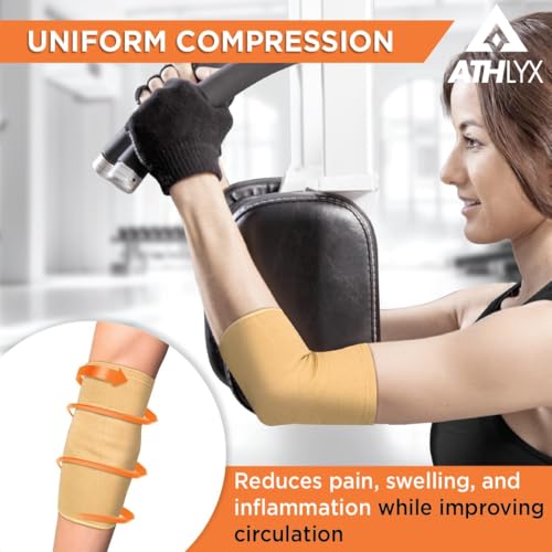 Image of Cotton Elbow Support, Pain Relief Belt for Elbow Joint Pain, Sport Injuries, Tennis Elbow, Joint Sprain for Men & Women for Gym, Sleeves For All Type Of Pain Relief (Beige)