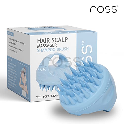 Image of Ross Hair Scalp Manual Massager Shampoo Hair Brush with Soft Silicone Bristles for Anti Dandruff, Exfoliating Care (Blue)