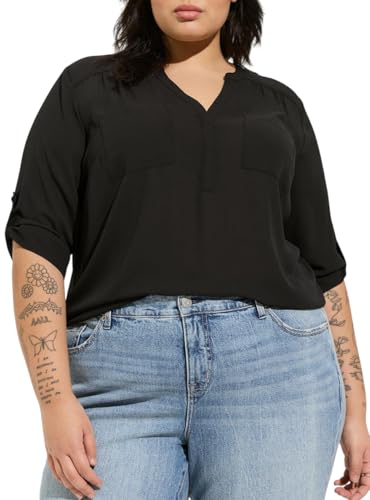Torrid Women's Plus Size Harper 3/4 Sleeve Pullover Blouse, Deep