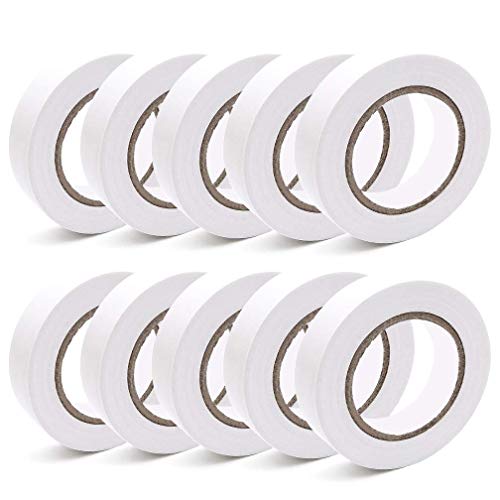 Image of Maveek 10 Rolls White PVC Electrical Insulation Tapes, Flame Retardant Waterproof Tape Vinyl Insulating Backing, 15mmx15m(0.6 inch x 49.2ft)