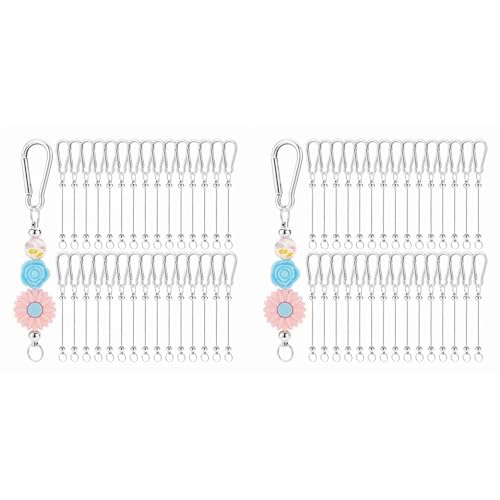 Porte-clés en perles tiges métalliques anti-perte pour loisirs créatifs et charms