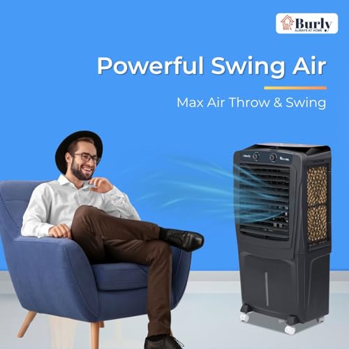 Image of BHABURLY GLX 90 L Glass Top Desert Air Cooler | 16-Inch Blade | 2900 CMH Air Delivery | 190W Motor | Auto Fill Water Indicator | 1-Year Warranty | Powerful & Elegant
