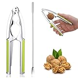 Ouligay Cascanueces para nueces y avellanas, cascanueces de metal con agujas de nueces, cascanueces verdes para nueces y avellanas con cáscara de nueces de Brasil