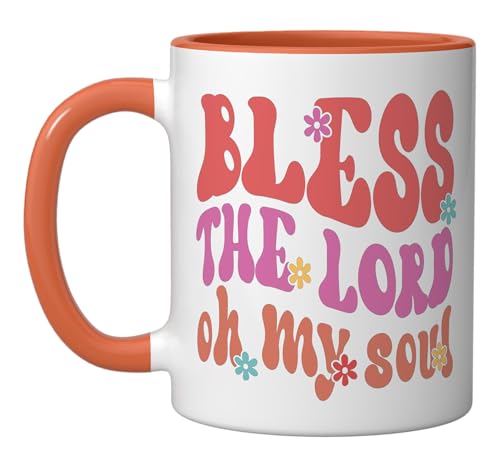 Bless The Lord Oh My Soul – Psalm 103:1 Ceramic Mug, Orange/White