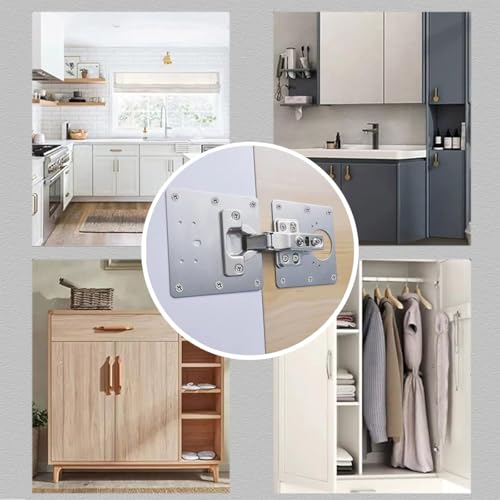 Image of 4Pcs Cabinet Hinge Repair Plates Kits, Kitchen Cupboard Door Hinge Repair Plates,Hinge Repair Board with Mounting Screws for Kitchen Cabinet,Cupboard Doors and Furniture