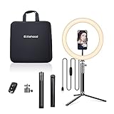 Elitehood LED Ring Light with Tripod Stand & Phone Holder, Dimmable Desk Makeup Ring Light for Selfie, Live Streaming, YouTube Video, Photography and More, Wireless Remote & Carrying Bag Included