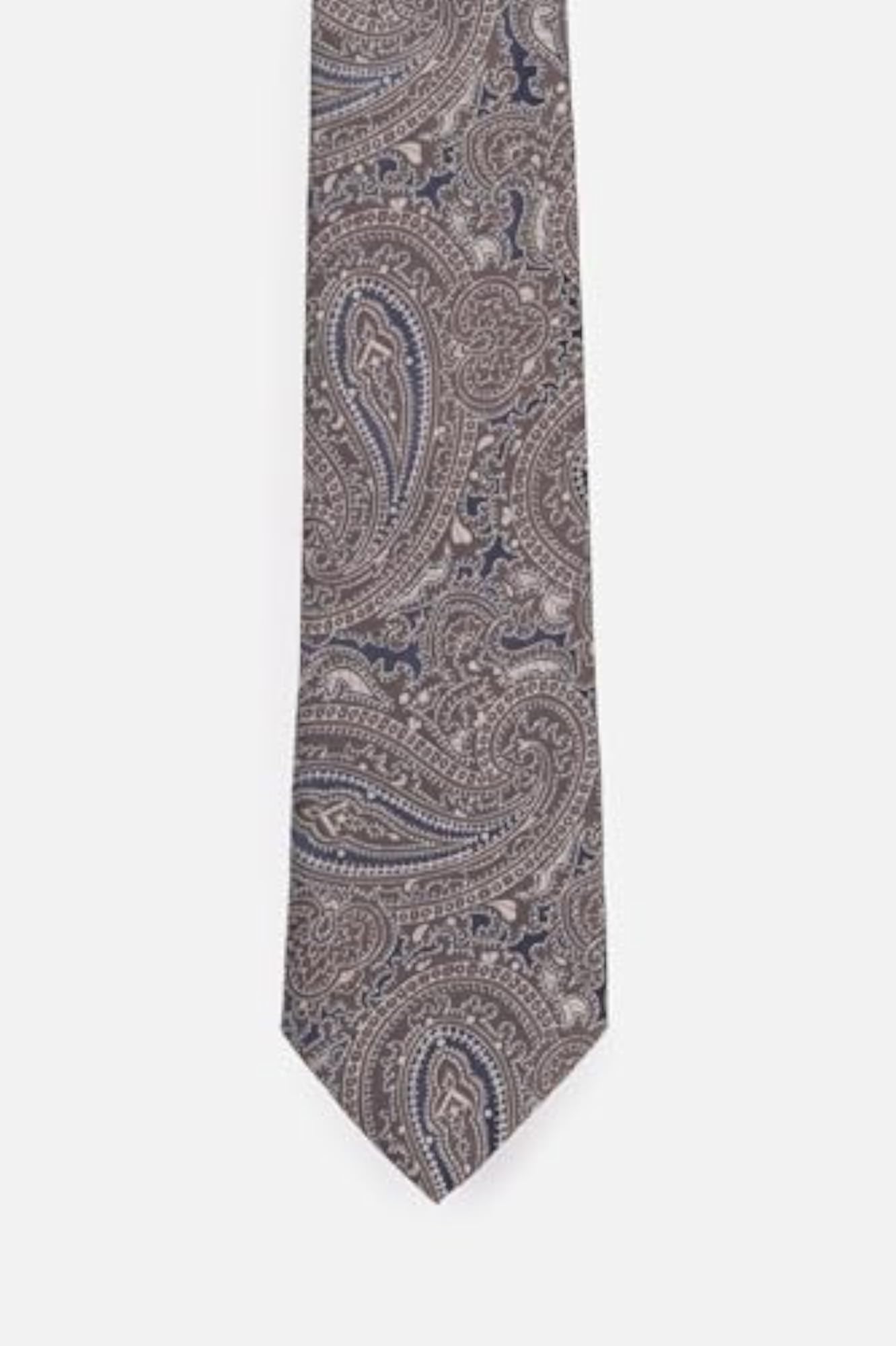 Men's Brown Party Tie Pocket Square and Lapel Pin