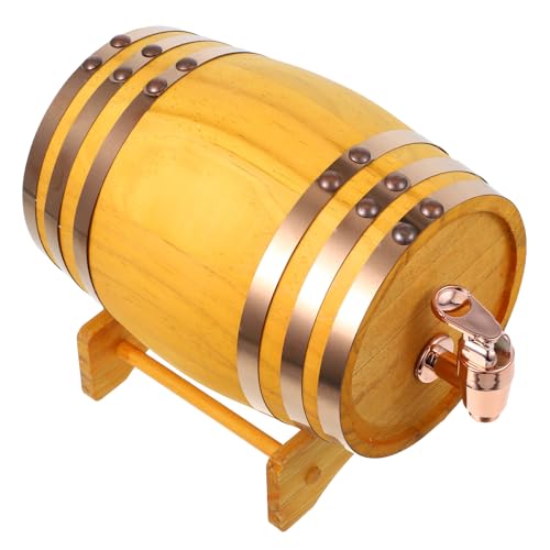POPETPOP Distributeur à Baril Tonneau à Vin 5L en Bois Massif Robinet Résine, Fût de Stockage pour Vin et Occasions Spéciales