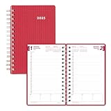 Brownline® 2025 DuraFlex Daily/Monthly Planner, Appointment Book, 12 Months, January to December, Twin-Wire Binding, 8' x 5', Raspberry (CB634V.RAS-25)