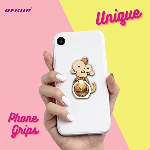 Image of Regor Finger Grip & Mobile Holder | Funky Mobile Stand | Cell Phone Grip Holder for Hand & Mobile Back Holder Grip | Selfie Holder & Works as iPhone Stand & Android Phone Stand for Desk - Monkey
