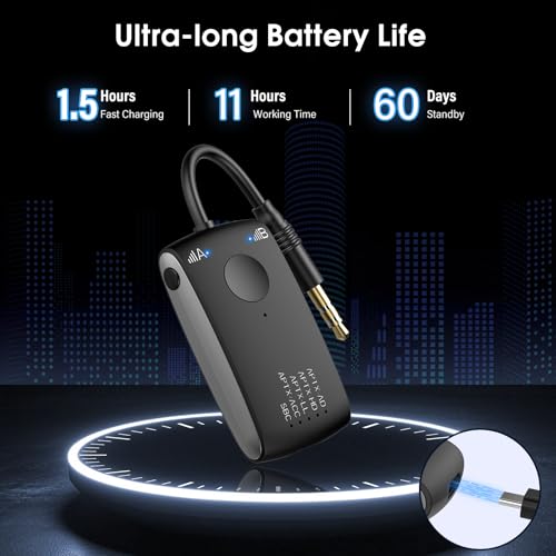 Image of Bluetooth 5.4 Transmitter Receiver for 2 AirPods or BT Devices, Wireless Adapter for Flight, TV, PC and Gym, Switch, Bluetooth Wireless Transmitter with Dual Link AptX Adaptive /Low Latency /HD Audio