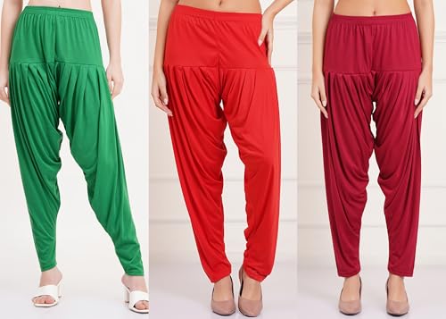 Image of Buy That Trendz Patiyala Pants for Women 3 Combo Patiyala Salwar Harem Viscose Bottoms Pants for Womens