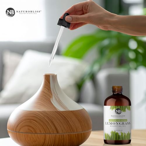 Image of NaturoBliss 100% Pure Lemongrass Essential Oil Therapeutic Grade Premium Quality (4 fl. oz) with Glass Dropper, Perfect for Aromatherapy