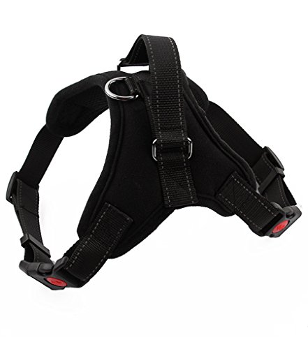 YiJee Confortevole Petto Imbracatura per Cani Regolabile e Riflettente Pettorina per Cane Durevole Nero S