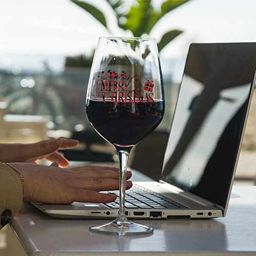 Verres à vin Merry Christmas 325 ml pour dégustation de rouge et blanc - Lot de 2