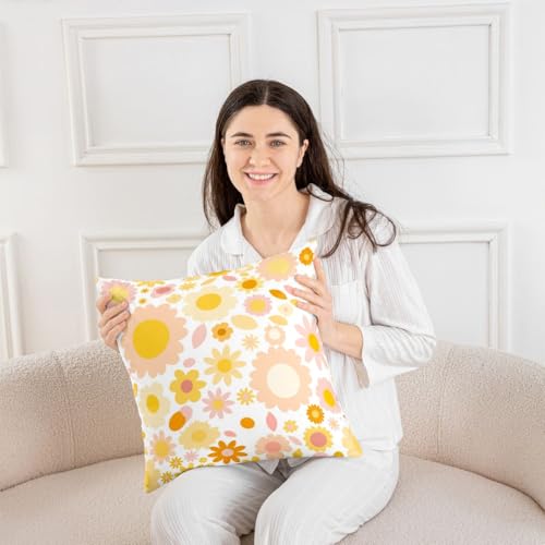 Housse de coussin 55x55 fleur jaune au design exotique unique