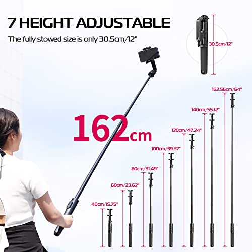 Image of ULANZI SK-03 1.6 Meter Selfie Stick 3 in 1 Stable Selfie Tripod Stand for Smartphone, Extendable Phone Tripod with Detachable Remote, Compatible with Smartphones, Camera, Action Cameras