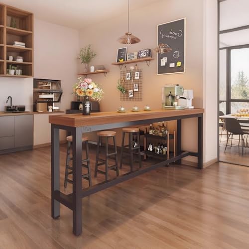 Mesa de bar alta de madera y metal para cocina o espacios pequeños 5
