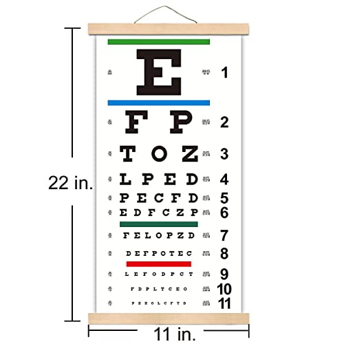 Snellen Eye Chart, Eye Charts For Eye Exams 20 Feet With Wooden Frame 11X22 Inches, Canvas Low Vision Eye Test Wall Chart With Eye Occluder Hand Pointer For Kids Gifts (20 Feet Test Distance) #TOP1
