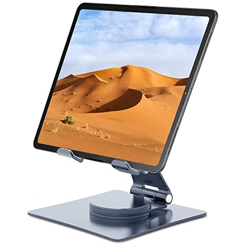 VECOFO 360° Swivel Tablet Stand Adjustable iPad Fire Holder for Desk, Aluminium Desktop Stand Dock Compatible for iPad, Tablets, Kindle Cover