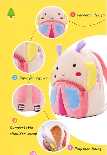 Image of Frantic Kids Velvet School Bag soft plush standard Backpack Baby Girl Preschool Mini Travel Bags Baby Girl & Baby Boy & Toddlers Picnic Carry Travelling Bags (2-5 Years)
