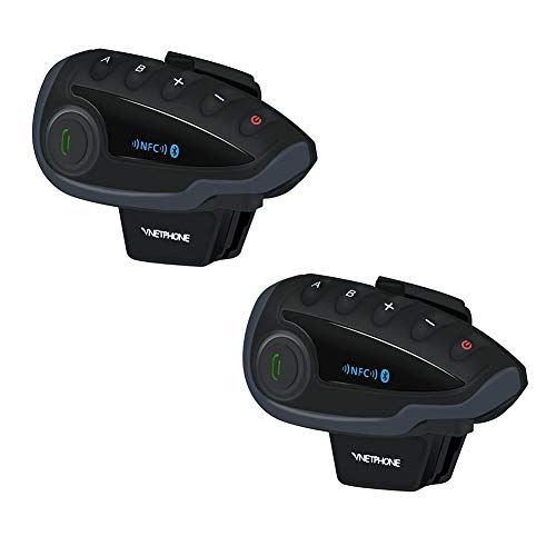 V8 motocicleta auricular Bluetooth, IP5 casco impermeable interphone 1200 m Walkie talkie...
