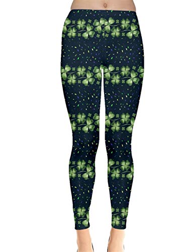 CowCow Womens Stretchy Pants Green Shamrock St Patricks Day Clover Leaves Leprechauns Leggings, XS-5XL