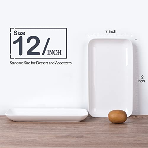 Delling Large Serving Platter Set 12In White Rectangular Serving Plates/Salad Dish - Big Serving Trays For Parties Meat, Sushi, Dinner Plate Oven Safe Dinnerware Set Of 3 #TOP1