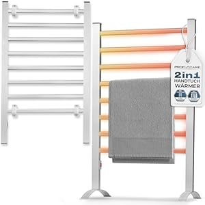 proficare chauffe serviettes électrique | porte serviettes & sèche serviettes pour salle de bain | incl. matériel de montage & pieds | sans perçage | radiateur silencieux | câble de 1,5m | pc ehw 3115