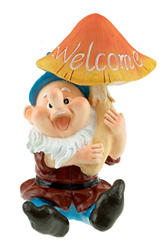 Clever Creations - Gnomo de jardín - Decoración Divertida para el hogar, el césped o la Oficina - Gnomo con Seta