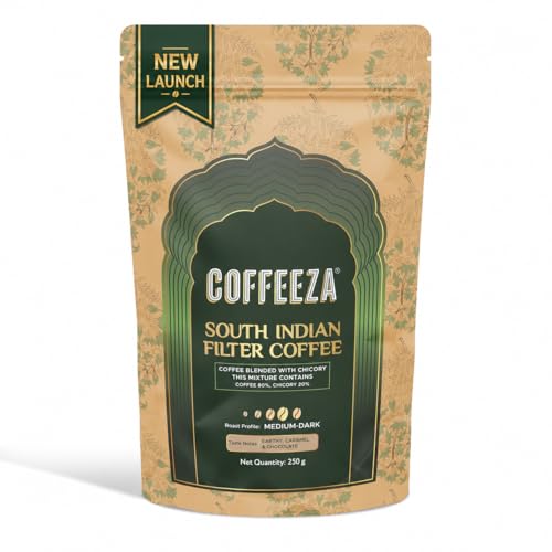 Image of Coffeeza South Indian Ground Filter Coffee - Authentic 80:20 Coffee & Chicory Filter Blend | Fine Grind for Filter Coffee | Medium-Dark Roast | Chikmagalur Origin | 250g