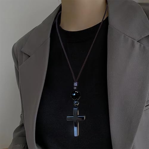 Natural black Tourmaline cross pendant necklace crystal mixing hematite, handmade protection Feng Shui Chakra Tourmaline gemstone Jewelry for Women and Men4