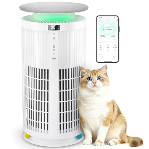 Large Air Purifiers for Home Large Room up to 2,410 ft², Yaber HEPA Air Purifier for Home Pets, Auto Mode PM2.5 VOC Monitor with Lights, APP Air Cleaner for Allergies Pet Hair Odor Pollen Smoke Dust