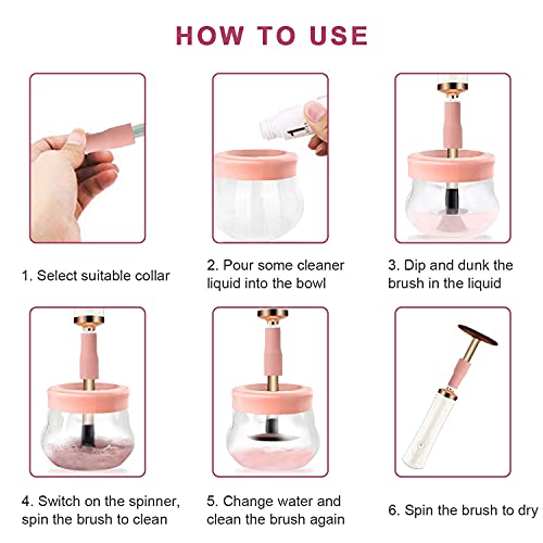 Dotsog Makeup Brush Cleaner,Electric Makeup Brush Cleaner Machine With 8 Rubber Collars,Deep Cosmetic Automatic Brush Spinner For All Brushes,Wash And Dry In Seconds, With 50Ml Makeup Brush Cleanser #TOP4