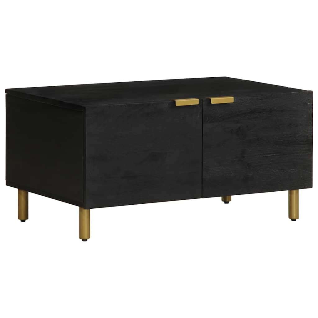 Table basse noir en bois 80x50x40 cm avec tiroir design industriel pour salon
