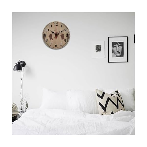   Brown-Vintage-Rusty-Stars-Primitive-Country-Silent-Wall-Clock-Vintage-Rustic-Decoration-Round-Wall-Clock-for-Bedroom-Bathroom-Living-Room-Home-Office98in