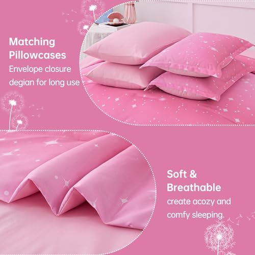 Image of Dinjoy Girls Comforter Set 7 Pieces, Queen Size Colorful Ombre Rainbow Bedding Set, Bed in A Bag for Kid Teen Girls (1 Comforter, 1 Flat Sheet, 1 Fitted Sheet, 2 Pillow Shams, 2 Pillowcases)