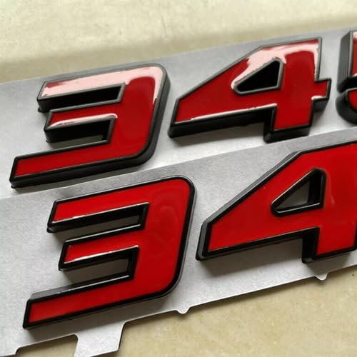 Image of Pair Set 345 Passenger & Driver Side Emblems 3D Badge Sticker Nameplates (Black Red)