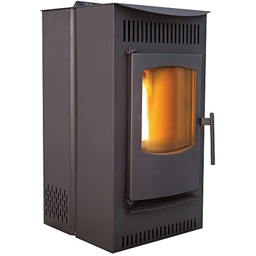 Castle Wood Pellet Stove Serenity 12327 Indoor Heating Temperature Control, Free Standing with Flame Window and Smart Controler, 18- ¼”W x 34”H x 23 ¾”D