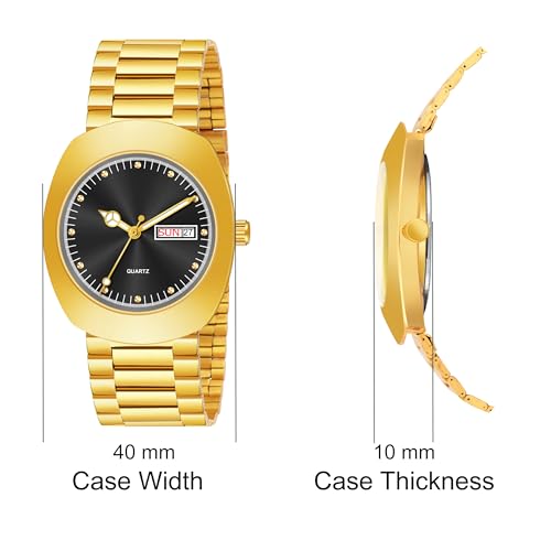 Image of Shocknshop Analog Round Day & Date Functioning Gold Stainless Steel Wrist Watch for Men Boys -WCH142