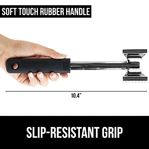 Gorilla Grip Heavy Duty Meat Tenderizer, Oversized Kitchen Mallet, Soft Grip Handle, Tool Maximizes Food Flavor, Spiked Side Tenderizes, Flat Smooth Flattens Steak, Pound Beef, Commercial Grade, Black #TOP3