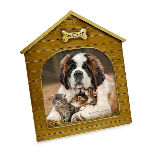 Isaac Jacobs 4x4 Gold Resin Sentiments Woof Doghouse Photo Frame