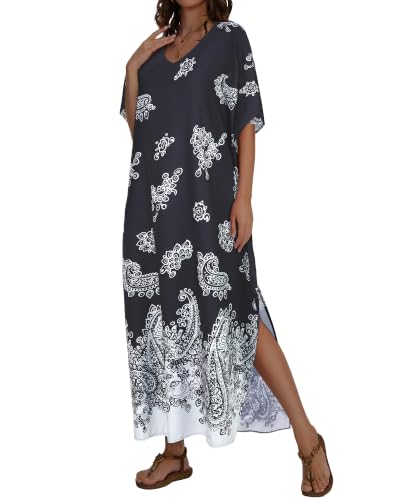 Image of Kaftan Dresses for Women V Neck Caftan Batwing Sleeve Swimsuit Cover Up